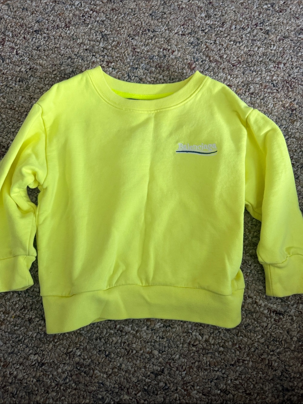 Balenciaga Kids Bright Neon Yellow Crew Sweatshirt